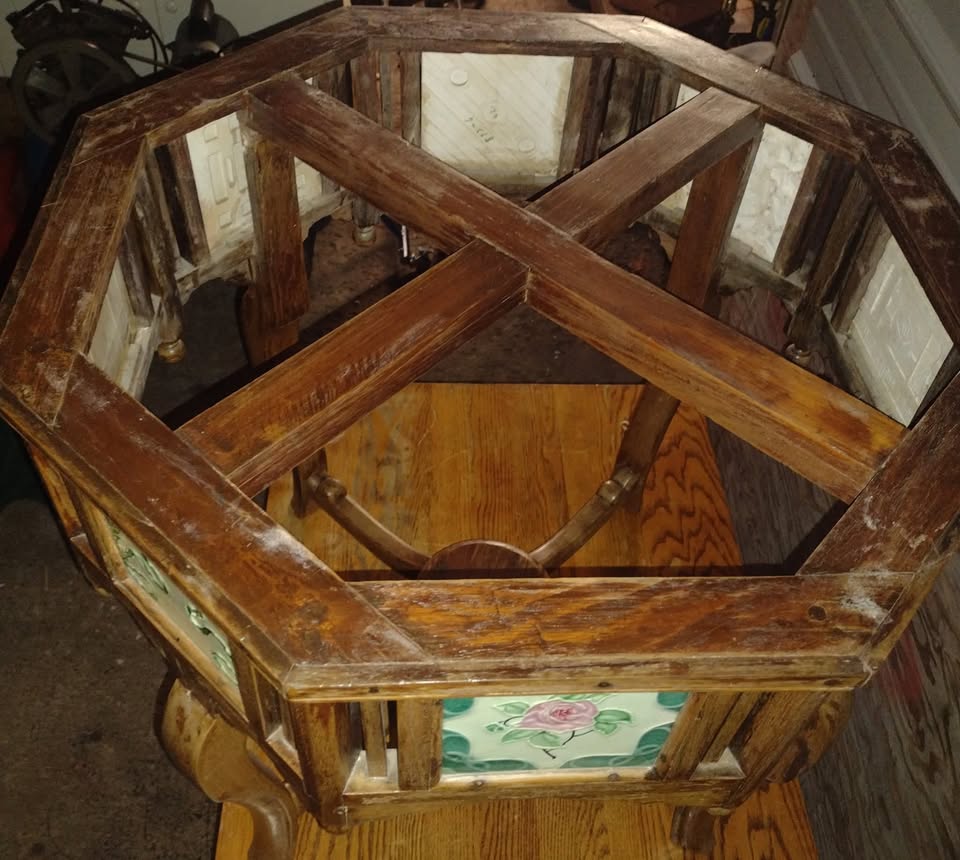 INVESTMENT PIECE: 1895 Antique Minton Hollins & Danto Kaisha Hexagonal Stand — Marble Top