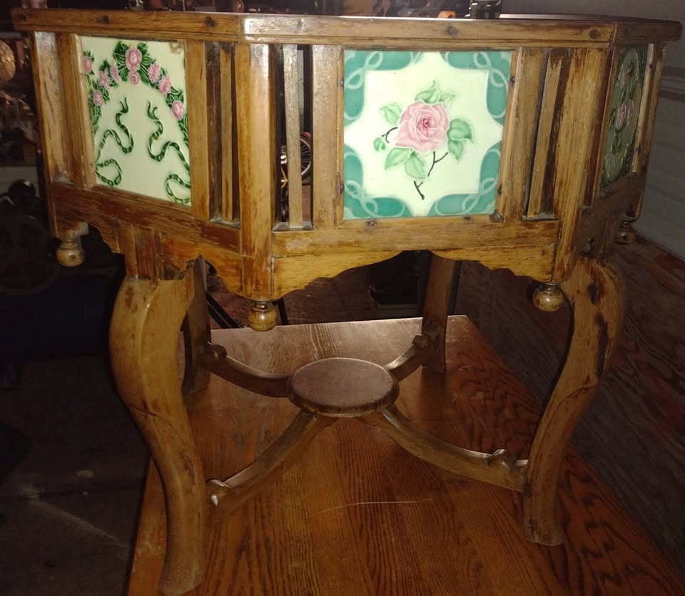 INVESTMENT PIECE: 1895 Antique Minton Hollins & Danto Kaisha Hexagonal Stand — Marble Top
