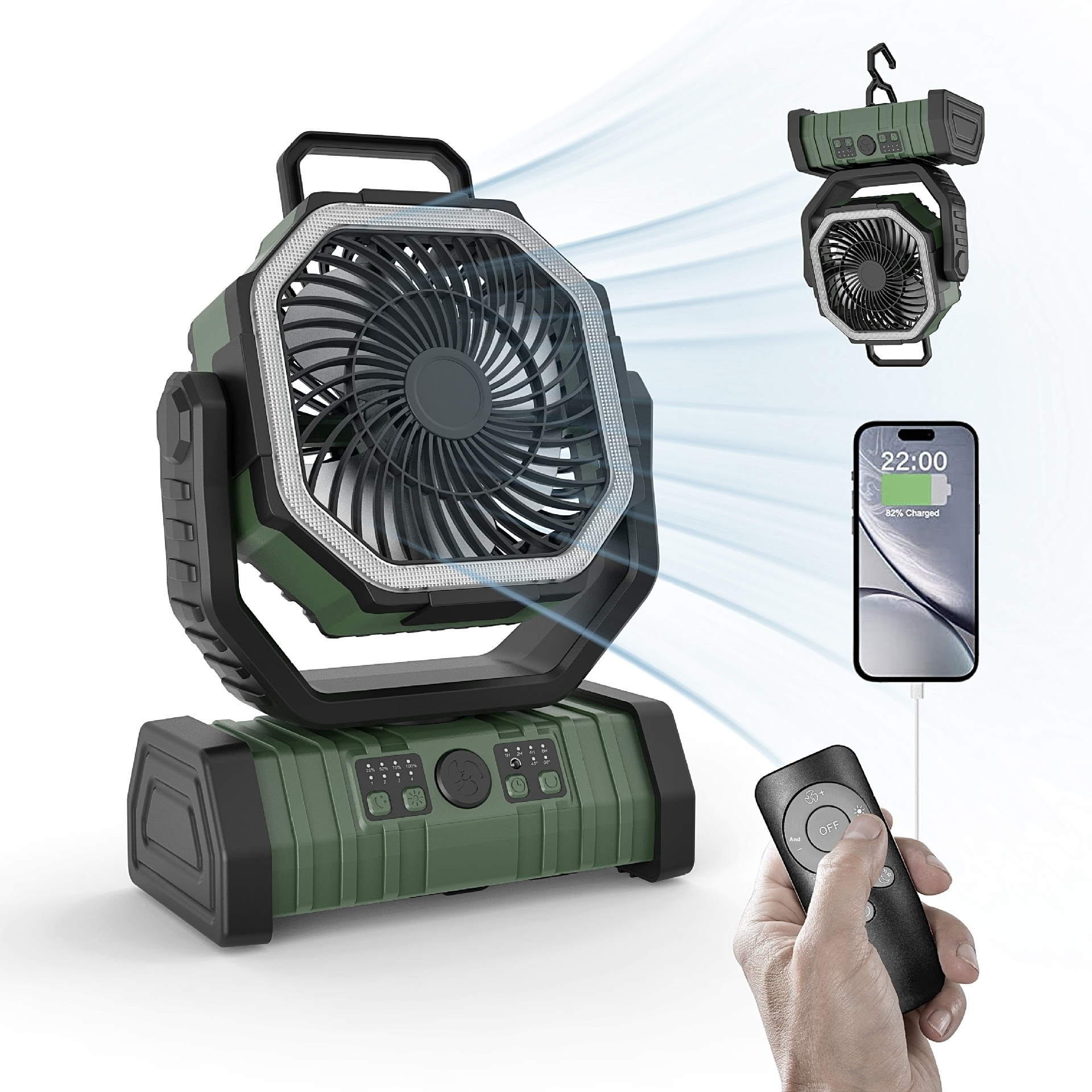 Banque d'alimentation extérieure pour appareils ménagers avec ventilateur de camping et lumière LED
